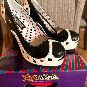 Funtasma Black and White poker Spade/Heart/Diamond/Club Heels